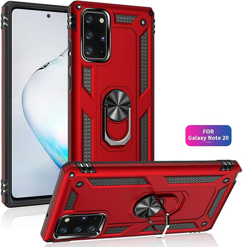 Military Grade Drop Impact for Samsung Galaxy Note 20 Case 360 Metal Rotating Ring Kickstand Holder Armor Heavy Duty Shockproof Case for Galaxy No...