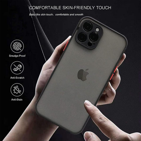 Shockproof Compatible for iPhone 12 Pro Max Case, Military Drop Protection Translucent Matte Hard Back, Frosted Mobile Case with Full Covered Came...
