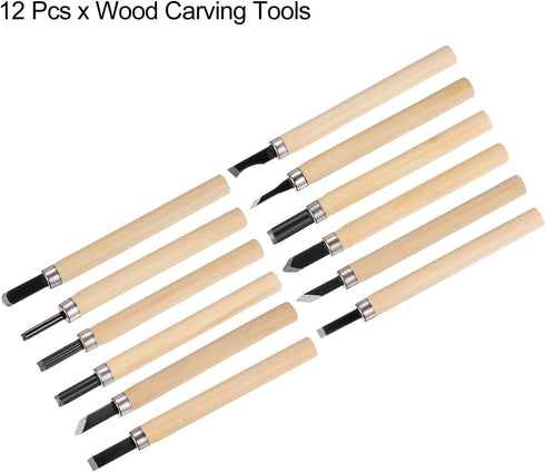 12pcs Wood Carving Knife Set Big/Mid/Small 65# Manganese Steel Hand Carving Tools Wood Chisels for Sculpting Woodworking...