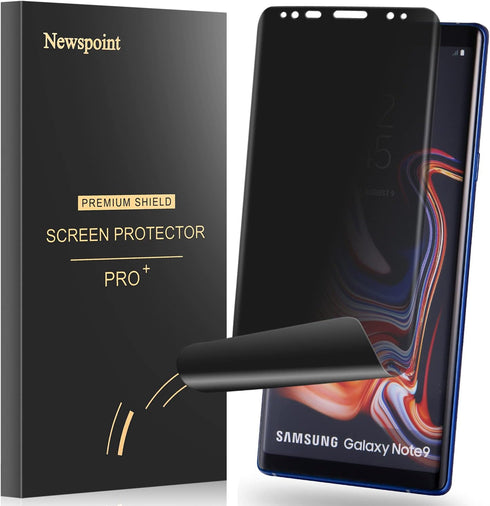 Galaxy Note 9 Privacy Screen Protector, Anti-Spy Case Friendly Support in-Screen Unlock Flexible TPU Film, Anti-Scratch Full Adhesive Coverage Nan...