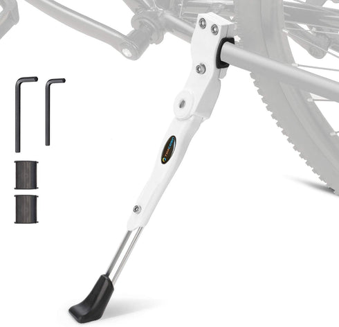 Bicycle Adjustable Aluminium Alloy Bike Bicycle Kickstand Side Kickstand Fit for 22" 24" 26"- White...