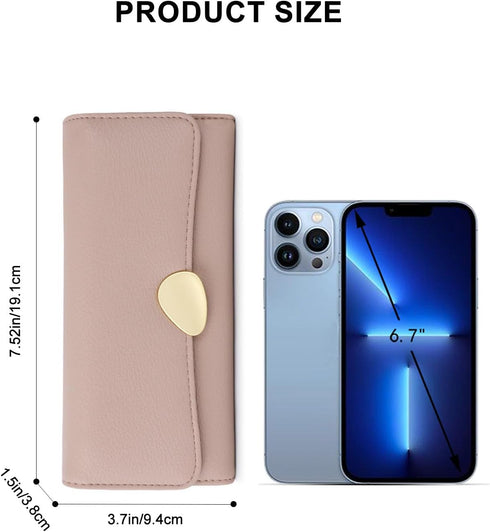 Wallet Women, Clutch Wallet with Zip Pocket Large Capacity PU Leather Trifold Wallet Ideal Accessory for Gifts, Everyday Life and Business Occasio...