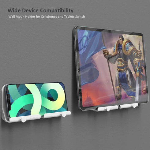 D2 Wall Mount Phone Holder, Hands Free Phone Holder with Adhesive and Data Cable Receiving Hole for Shower, Charging, RV, Compatible with iPhone, ...