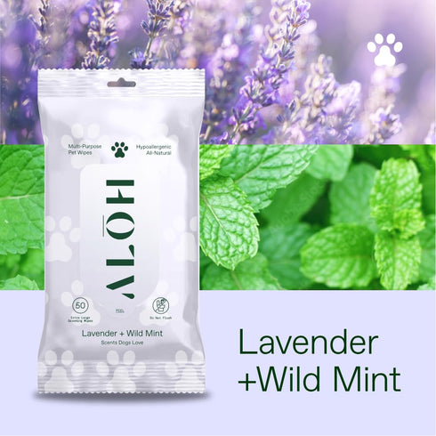 AL?H Hypoallergenic | All-Natural | Multi-Purpose Pet Wipes. Lavender + Wild Mint 50ct Wipes...