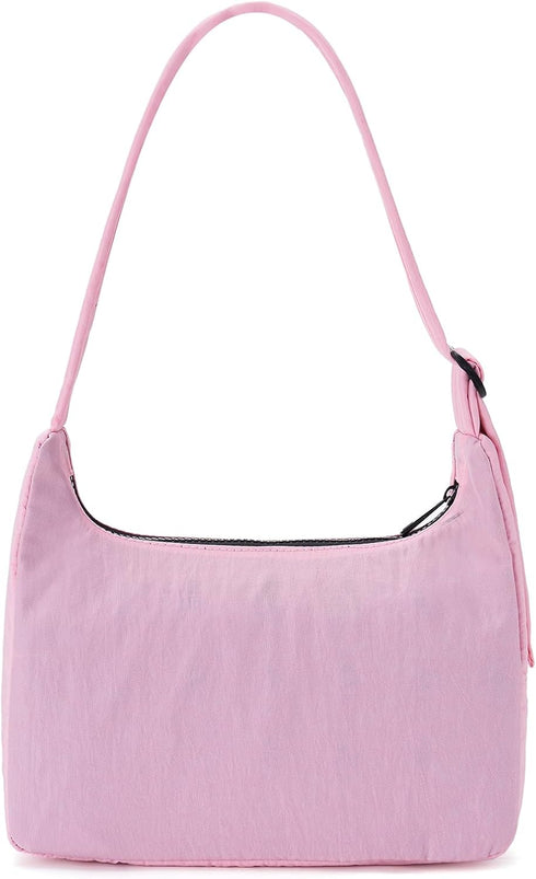 Mini Nylon Shoulder Bag for Women Small Crescent Purse Adjustable Quilted Strap for Travel Casual Everyday...