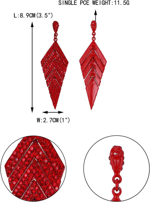 EVER FAITH Women's Crystal Elegant Vintage Banquet Multi-layered Rhombus Dangle Pierced Earrings...
