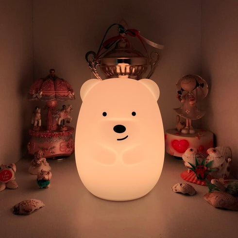 Bear Night Lights for Kids, Bedside lamp for Children, Baby Nursery Light - Break Resistant/Eye Caring/Adjustable Brightness Color/Time Setting/Gi...