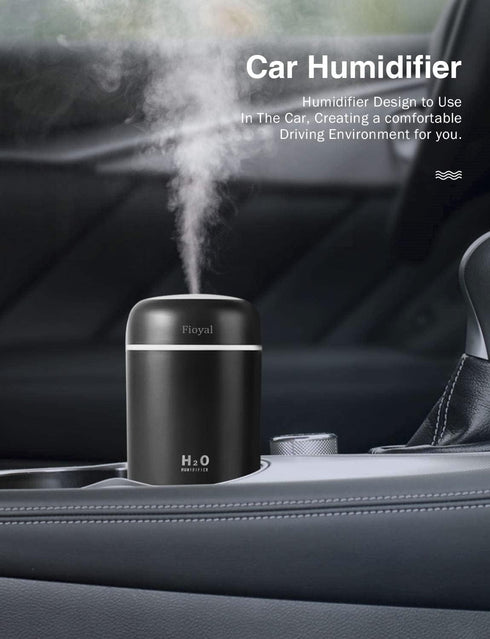 Portable Mini Humidifier, Fioyal RGB Light Small Humidifiers for Bedroom, Car, Desktop, 2 Cool Mist Modes, Quiet(300ML, Black)...