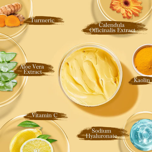 Turmeric Vitamin C Face Mask with Vitamin C, E and Aloe Vera For Radiant Skin Pore Refining, Blemish Targeting, Deep Moisturizing 5.29 oz...