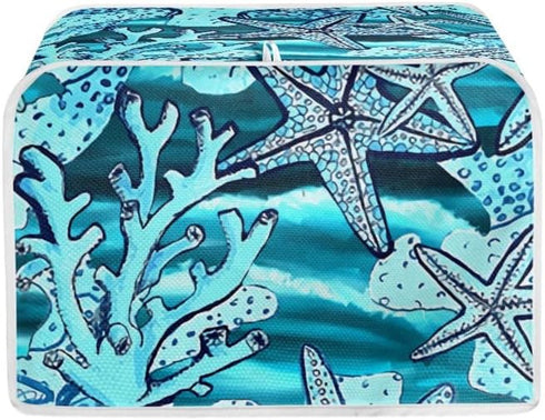 Starfish Blue Toaster Dust Cover, Polyester Fabric 2/4 Slice Toaster, Dust and Fingerprint Protection, Machine Washable...