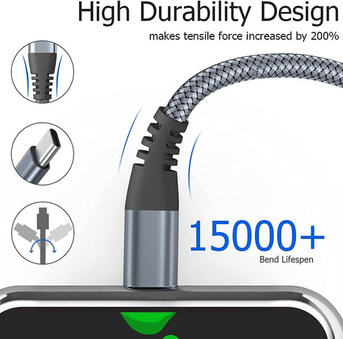 Puxnoin USB C to USB C Cable 6ft 60w, 3Pack USB C Cable, PD Type C Charging Cable Fast Charging Compatible with iPhone 15, MacBook Pro, iPad Pro, ...