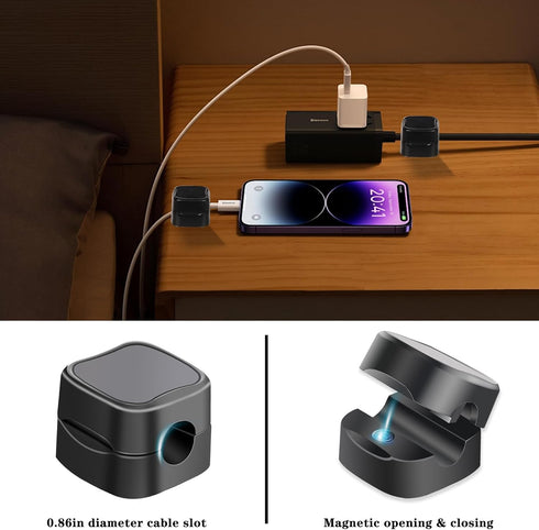 6 Pack Magnetic Cable Clip Clips, Under Desk Cable Management,Hgliagtsmat Adhesive Cord Clip Storage Box for Home Desk Phone Car Wall Desktop Nigh...