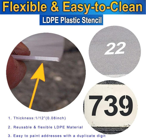 Pavement Stencils 6 Inch Numbers Interlocking Stencil Set, Curb and Median Stencils Templates, Commercial Stencils, Pro-Grade Material Thicknesses...