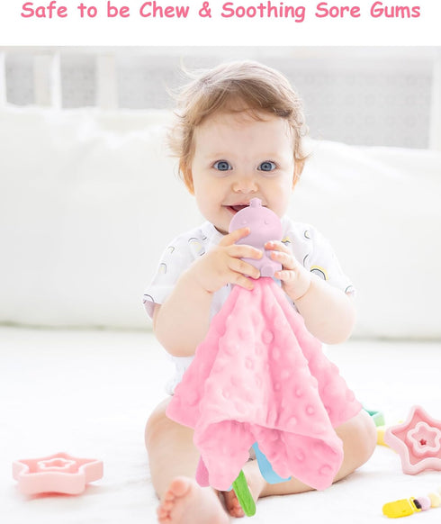 Baby Security Blanket,Soft Lovey Blanket Unisex Lovie Baby Gifts for Newborn Boys and Girls Snuggle Toy Stuffed Animal for Infant and Toddler (Pin...