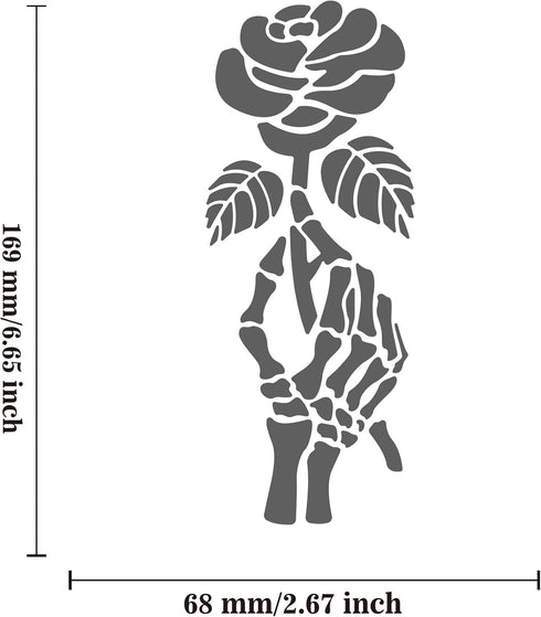 BENECREAT Stainless Steel Flower Stencil Templates, Reusable Rose and Skull Hand Painting Template Journal Tool for Wood Burning Pyrography Engrav...