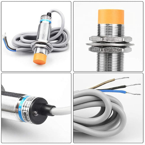 2pcs 8mm Inductive Proximity Sensor Detecting Distance Approach Sensor Cylinder Proximity Switch NPN NO DC 6-36V 300mA 3-Wire (Diameter 18mm)...