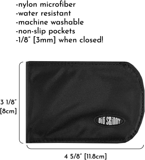 Big Skinny Men's RFID Blocking Leather Curve Bi-Fold Slim Wallet, Holds Up to 20 Cards, Black...