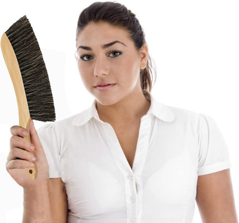 Horse Hair Brush Hand Broom Dusting Brush for Home Cleaning, Wood Handle Soft Brush Duster for Counter Furniture, Bed, Bench Fireplace,Car, Shop B...