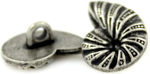 Bezelry 12 Pieces Ammonite Metal Shank Buttons 20mm X 14mm (Antique Silver)...