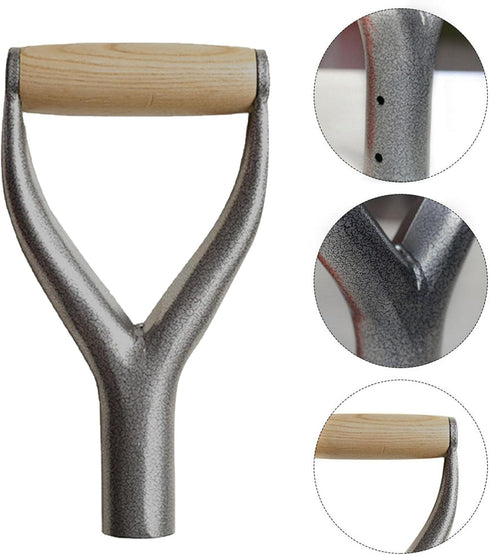 Shovel D Grip Handle, Reusable Y Grip Replacement Forks Garden Snow Removal Shovel with Wooden Grip for Digging Raking Tool(Silver)...