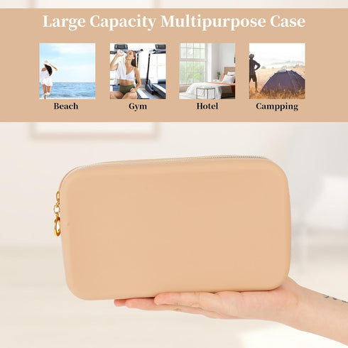 Qianyu Professional Cosmetic Tool Case Makeup Brush Holder Organizer Large Silicone Makeup Brush Holder Travelling Bag with Zipper Waterproof Mate...