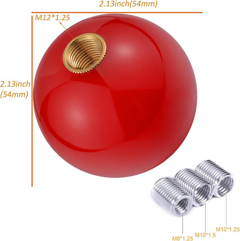 Arenbel 6 Speed Polished Gear Lever Stick Shift Speed Knob Ball Car Shifter Grip Handle Replacement Fit Regular Auto Manual Transmissions, Red...