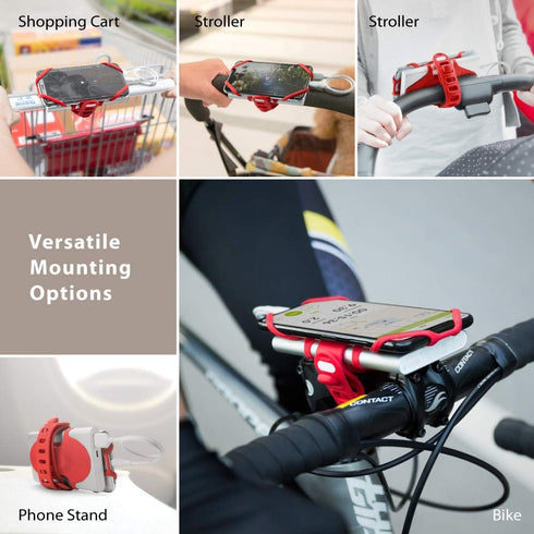 BONE Bike Tie Pro Pack 1, Bike Cell Phone + Charger Mount for Stem, Scratch-Free Silicone Holder, Universal Cycling Phone + Power Bank Holder Comp...