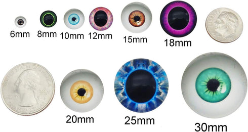 20PCS 30MM Owl Bird Human Pupil Eyes Glass Cabochon for Clay Dolls Sculptures Animal Toys Craft DIY Finding 1.18inches...