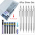 6pcs Metal Mechanical Pencil Set with Leads Refills Eraser Sharpener Storage Case 0.3 0.5 0.7 0.9 1.3 2mm Pencils Stationery Gifts Set (Silver)...