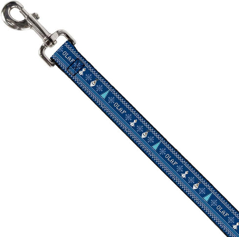 Buckle-Down Pet Leash - Olaf/Snowflakes Stitch Blues/White - 4 Feet Long - 1" Wide...