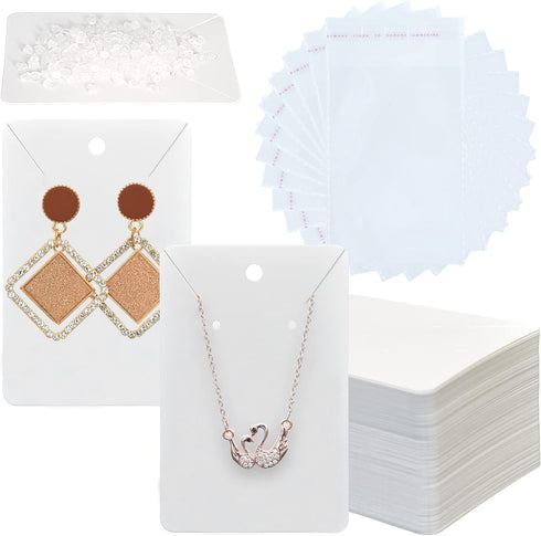 120 Set Earring Holder Cards Necklace Display Cards with 120 Pcs Self Sealing Bags and 240 Pcs Earring Backs for Earring Necklace Display(3.5 x 2....
