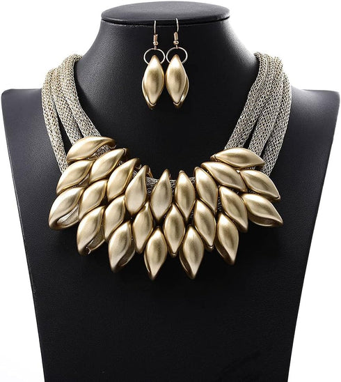 Barode African Bib Choker Necklaces Gold Statement Necklace Collar Chunky Choker National Tribal Necklace Jewelry for Women and Girls...