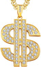 Gold Necklace Chain for Men with Dollar Sign, Bling Gold Plated Hip Hop Dollar Necklace Pendant Rhinestone Jewelry Punk Style...