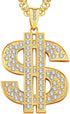 Gold Necklace Chain for Men with Dollar Sign, Bling Gold Plated Hip Hop Dollar Necklace Pendant Rhinestone Jewelry Punk Style...