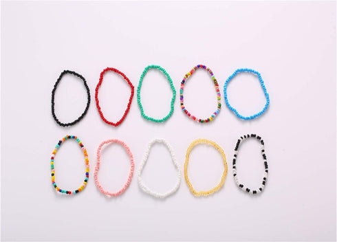 10Pcs Handmade Colorful Beaded Bracelet Anklet Bead Belly Hawaii Bikini Summer Jewelry for Women Girls (10Pcs Anklet)...