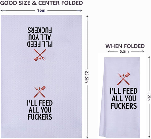Funny Kitchen Towels for Men, Women, BBQ Grilling Cooking Dish Towels, Funny Birthday Gifts for Husband, Dad, Boyfriend, Friend, Hilarious Gag Gif...