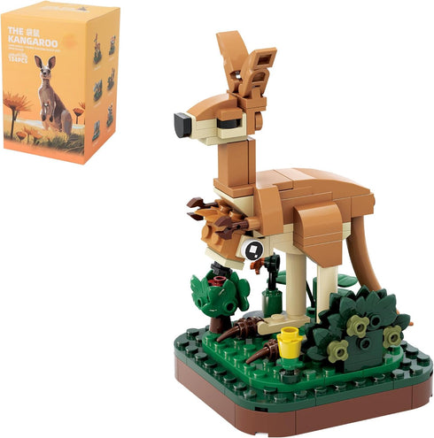 Mini Animals Building Blocks Set,Land Animal Themed Collection Construction Building Bricks Toy,Cute Home Decors(4th Series) (Kangaroo)...
