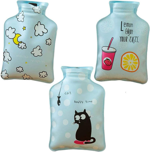 3Pcs Mini Hot Water Bottle Bag/Hand Warmer, Light and Handy, Small Heat Up and Refreezable Cold Pack, Korea Style Cute Therapy Heating Pad Warming...