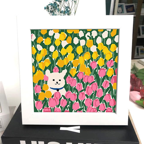 ZRIZQ Paint by Numbers for Adults Beginner Kids Ages 6-8-12 with Wooden Frame,Easy Paint by Numbers for Gift Home Decoration 8x8 Inch(Flowers 1)...