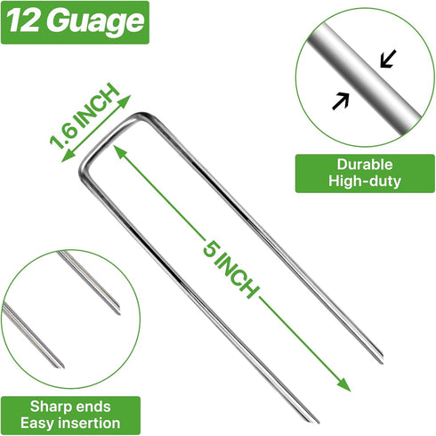Landscape Staples Galvanized Garden Stakes, Heavy Duty Garden Pins for Fences, Lawns, Weed Barriers and Landscape Fabrics, Netting, Irrigation Hos...