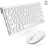 Macally Small Wireless Keyboard and Mouse Combo - Essential Work Duo - 2.4G White Keyboard and Mouse Wireless - 78 Key Quiet Cordless Mouse and Ke...