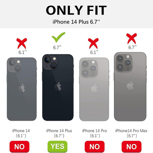 siduater Strap Holder Case for 6.7" iPhone 14 Plus with Kickstand, Slim Translucent PC Back Cover + Soft TPU Bumper with Adjustable Finger Grip Lo...