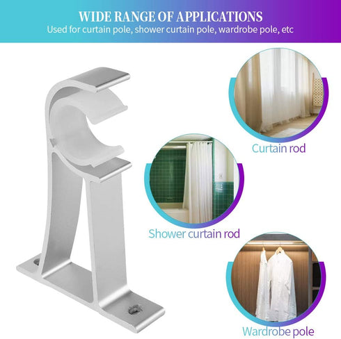 Sturdy Curtain Rod Brackets, Silver, Holds 1 Inch to 1 1/4 Inch Rods, Wall Mount, Set of 2...