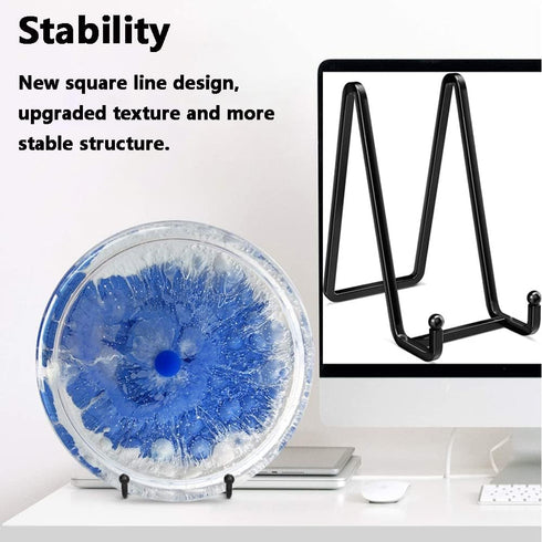 2 Pack Plate Stands for Display - 4.5 Inch Metal Square Wire Plate Holder Display Stand Picture Frame Stand Holder Easel for Book, Decorative Plat...