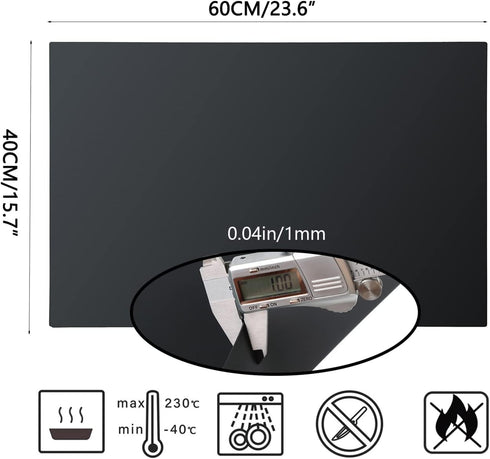 Silicone Counter Mats Set of 2, Heat Resistant, Kitchen Countertop Protector, Non Slip, Black...