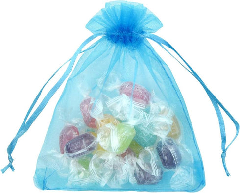 50pcs Organza Bags 3.54''x4.33''(9x11cm) Satin Drawstring Organza Pouch Wedding Party Favor Gift Bag Jewelry Watch Bags-Aqua Blue...
