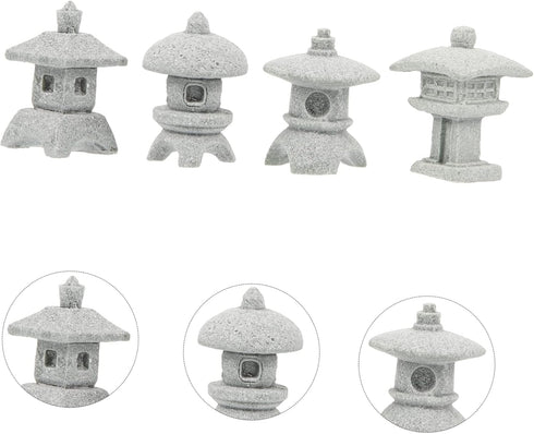 4pcs Home Decor Japanese Home Decor Fairy Pagoda Statue Mini Pagoda Figurines Miniature Pagoda Statue Mini Pagoda Model Mini Pagoda for Garden Pav...