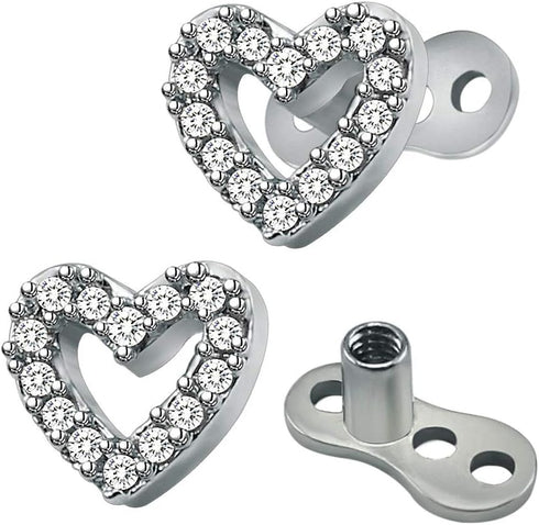 2Pcs 14G Cubic Zirconia Dermal Anchor Tops and Base Surgical Steel Dainty Crystal Microdermals Body Piercings Studs Punk Personalized Jewelry Gift...
