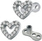 2Pcs 14G Cubic Zirconia Dermal Anchor Tops and Base Surgical Steel Dainty Crystal Microdermals Body Piercings Studs Punk Personalized Jewelry Gift...