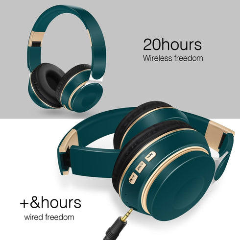 RAT TAIL Bluetooth Headset, Chat- Comfortable Over Ear Stereo Wireless Headphones with Mic, Soft Earmuffs/Foldable/SD/TF/FM Radio, 20H Playtime, G...